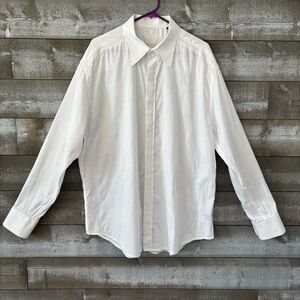 Robert Graham Crisp White Dress Shirt Men’s 2XL Embossed Long Sleeve Print Cuffs